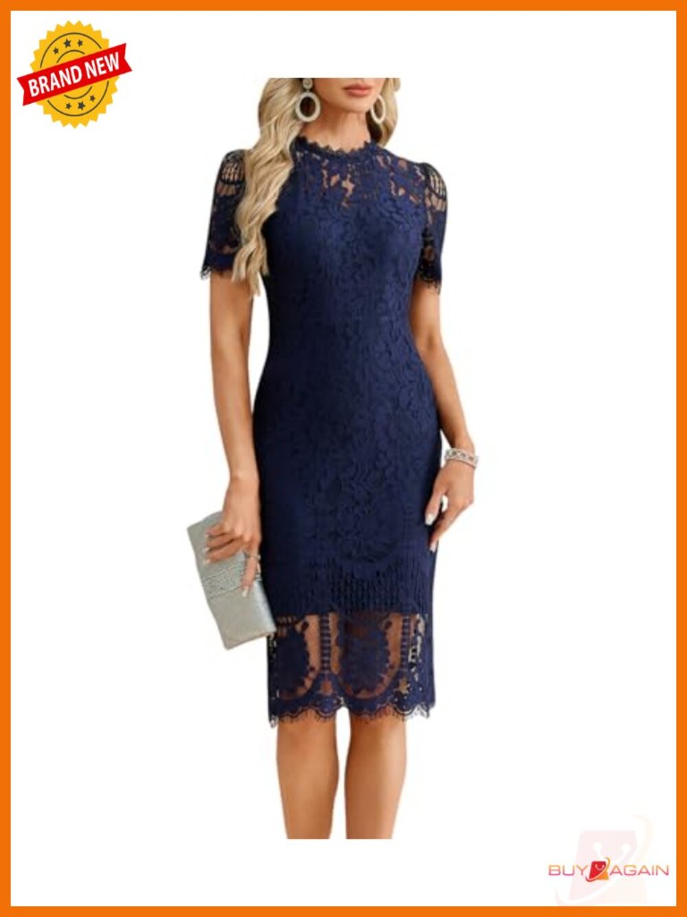 Elegant Lace Cocktail Dress Semi Formal Knee Length Bodycon Party Wedding Guest